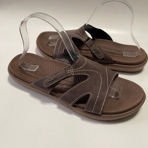 Kuailu Mens Slide Sandals Brown Cushion Comfort Adjustable Strap US 11 Vacation